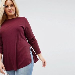 ASOS CURVE TUNIC TOP W/ SPLIT SIDES & CURVED HEM